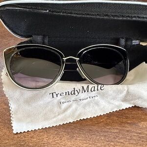 Women’s Black Cat-Eye Sunglasses with Gold Trim